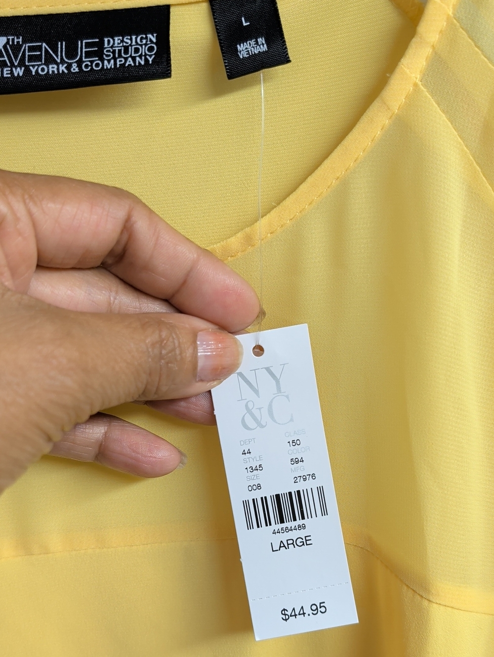 New York & Company Yellow Flutter Sleeve Blouse, Large. NWT - Picture 7 of 8